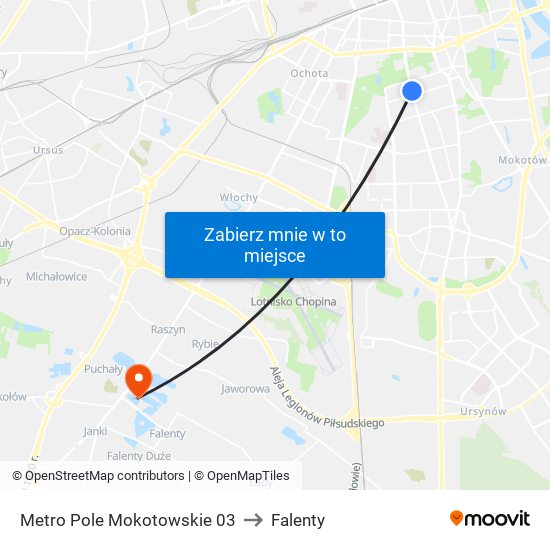 Metro Pole Mokotowskie 03 to Falenty map