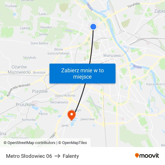 Metro Słodowiec 06 to Falenty map