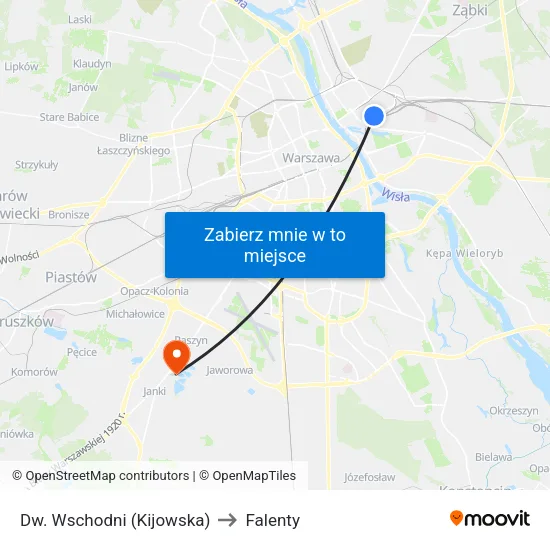 Dw. Wschodni (Kijowska) to Falenty map