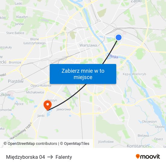 Międzyborska to Falenty map