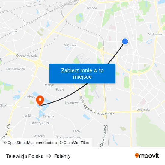 Telewizja Polska to Falenty map