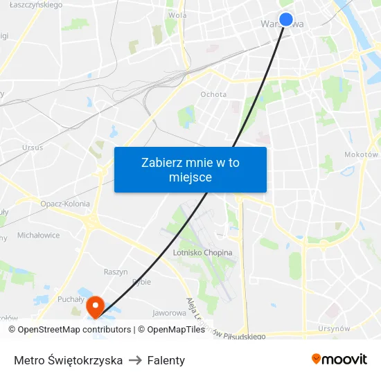 Metro Świętokrzyska to Falenty map