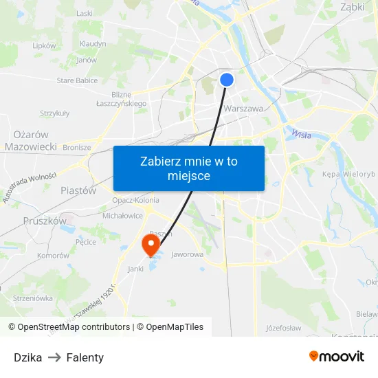 Dzika to Falenty map