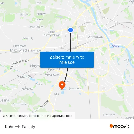 Koło to Falenty map