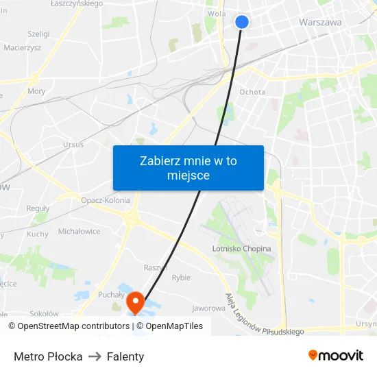 Metro Płocka to Falenty map