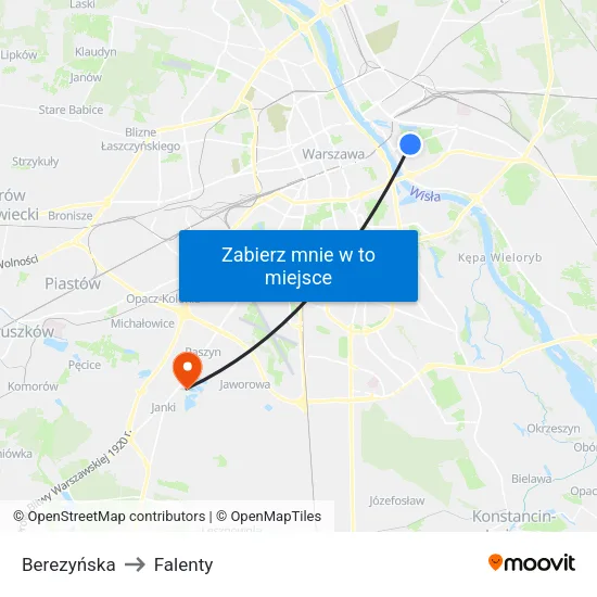 Berezyńska to Falenty map