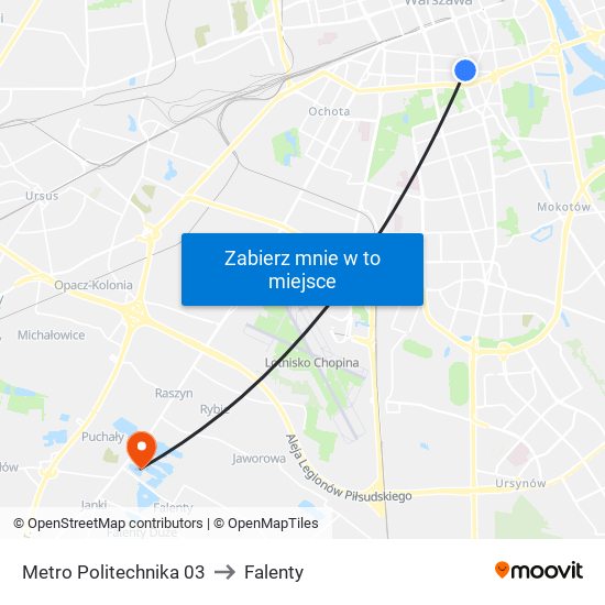 Metro Politechnika 03 to Falenty map