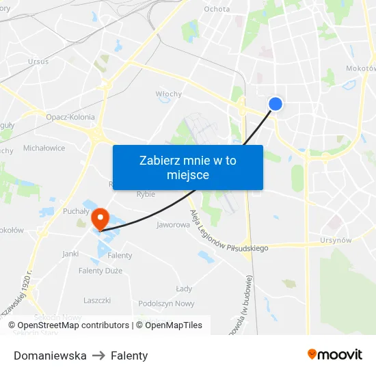 Domaniewska to Falenty map