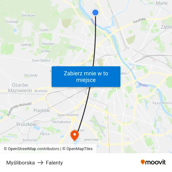 Myśliborska to Falenty map