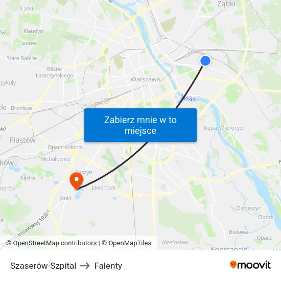 Szaserów - Szpital to Falenty map