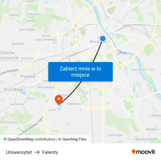 Uniwersytet to Falenty map