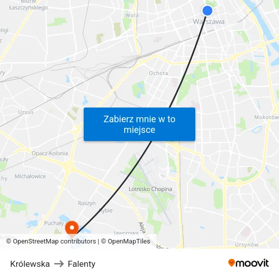 Królewska to Falenty map