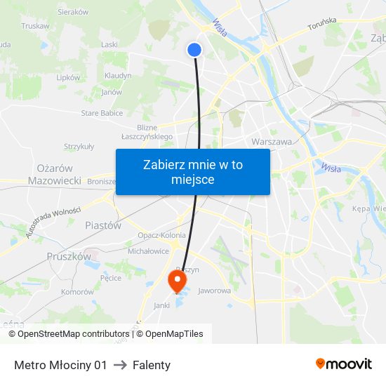 Metro Młociny 01 to Falenty map