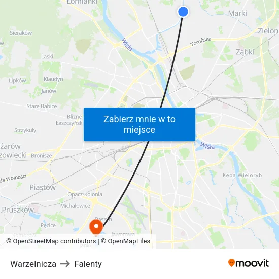 Warzelnicza to Falenty map