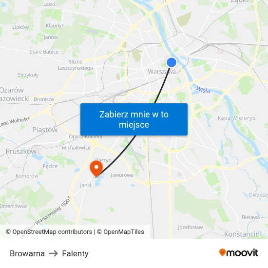 Browarna to Falenty map