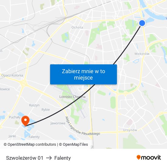 Szwoleżerów to Falenty map