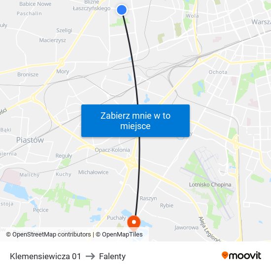 Klemensiewicza 01 to Falenty map