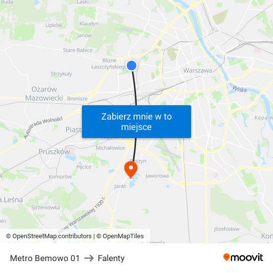 Metro Bemowo 01 to Falenty map