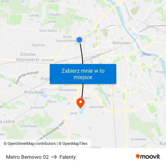 Metro Bemowo 02 to Falenty map