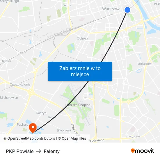 PKP Powiśle to Falenty map