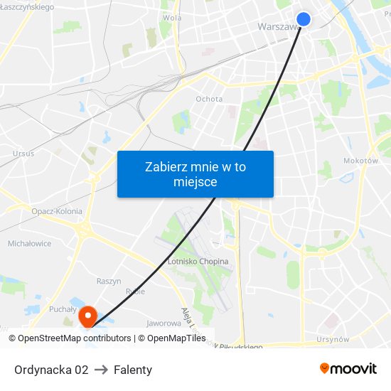 Ordynacka 02 to Falenty map