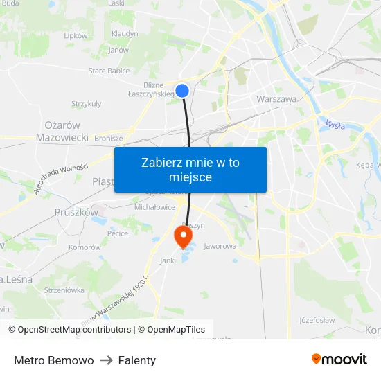 Metro Bemowo to Falenty map