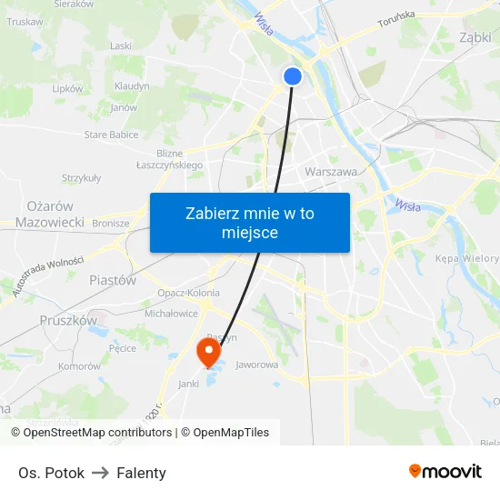 Os. Potok to Falenty map