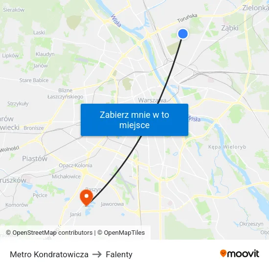 Metro Kondratowicza to Falenty map