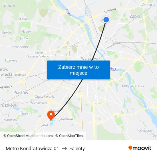 Metro Kondratowicza 01 to Falenty map