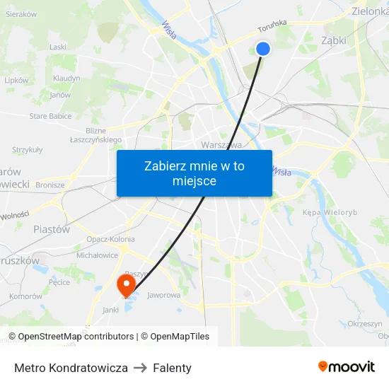 Metro Kondratowicza to Falenty map