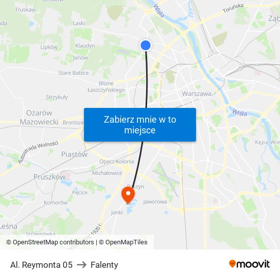 Al. Reymonta 05 to Falenty map