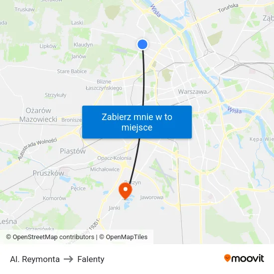 Al. Reymonta to Falenty map