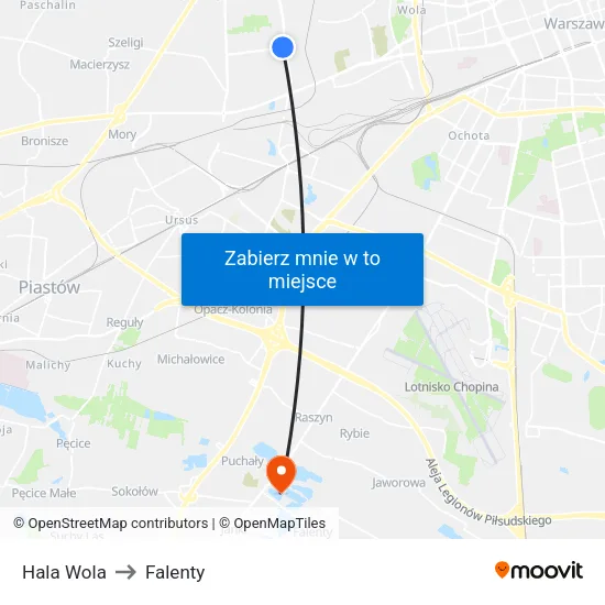 Hala Wola to Falenty map