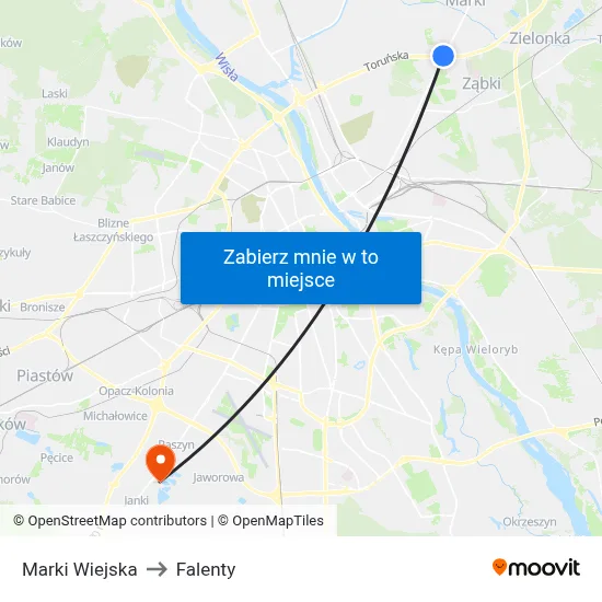 Marki Wiejska to Falenty map
