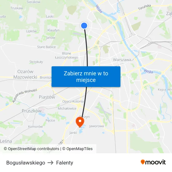 Bogusławskiego to Falenty map