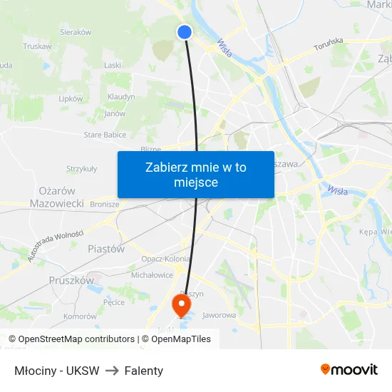 Młociny - UKSW to Falenty map