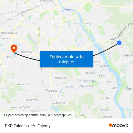 PKP Falenica to Falenty map