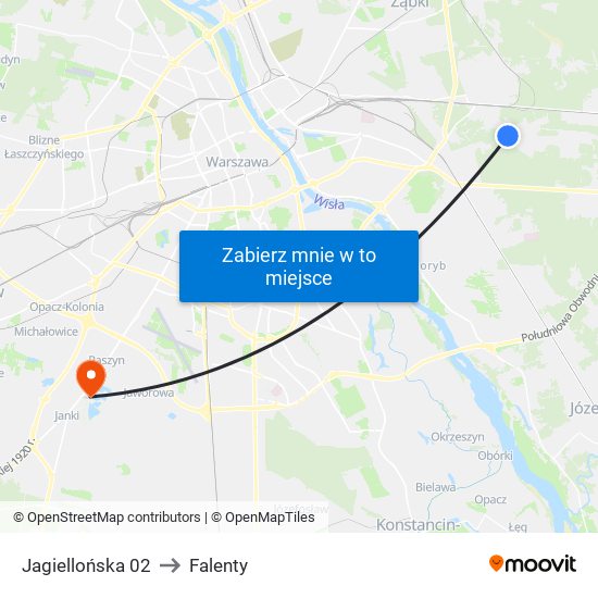 Jagiellońska 02 to Falenty map