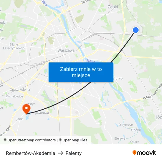 Rembertów - Akademia to Falenty map