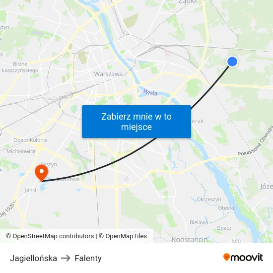 Jagiellońska to Falenty map