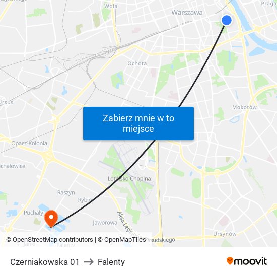 Czerniakowska 01 to Falenty map