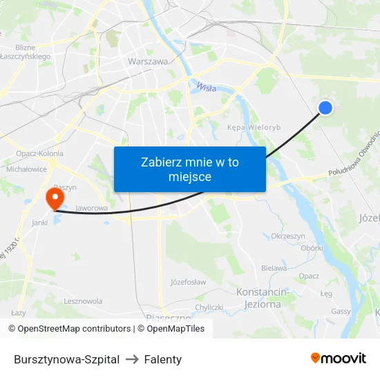 Bursztynowa - Szpital to Falenty map