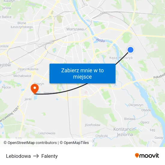 Lebiodowa to Falenty map