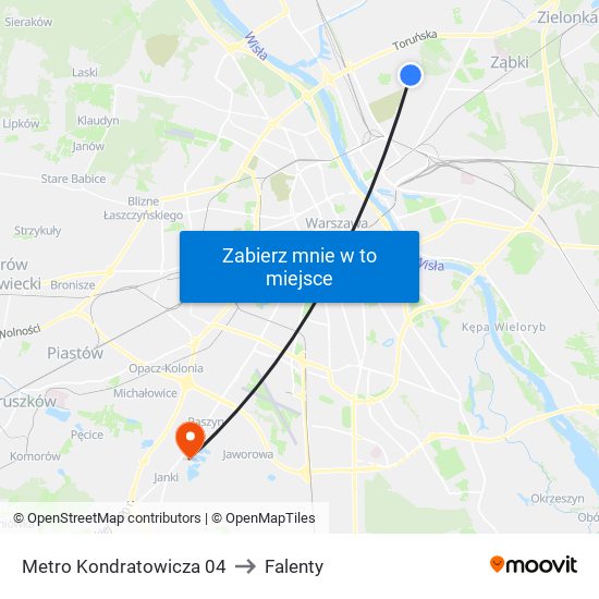 Metro Kondratowicza to Falenty map