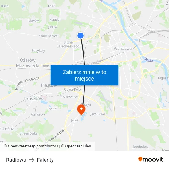 Radiowa to Falenty map