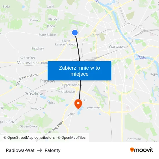 Radiowa - WAT to Falenty map