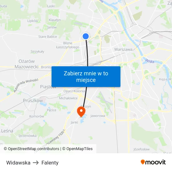 Widawska to Falenty map