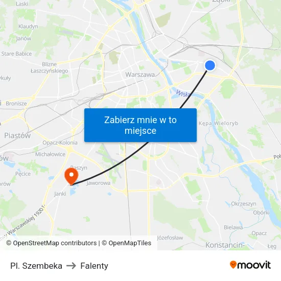 Pl. Szembeka to Falenty map