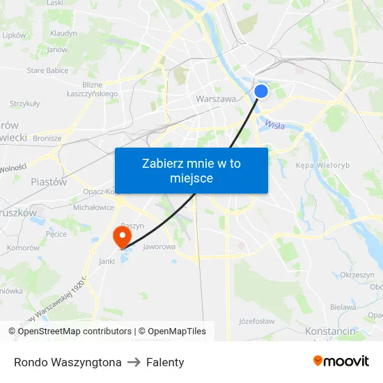 Rondo Waszyngtona to Falenty map