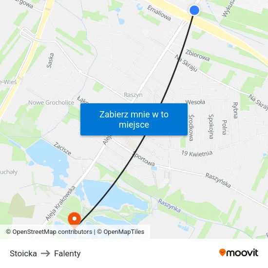 Stoicka to Falenty map